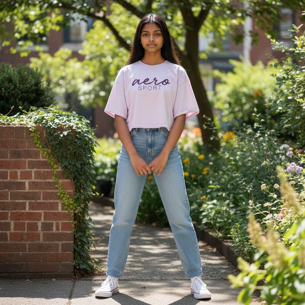 Aero Sport Boxy Crop Top Tee‎ Shirt Pastel Purple Loungewear Athleisure Size M